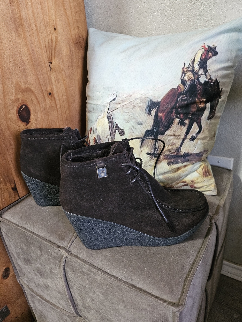 BearPaw BROWN Suede Wedge Booties - Picture 7 of 9